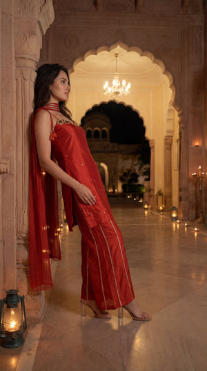 Amber Glow Russian Silk Suit Set