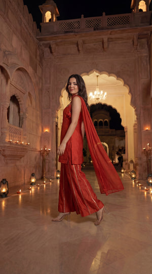 Amber Glow Russian Silk Suit Set