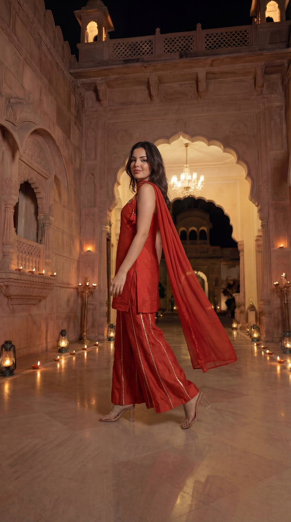 Amber Glow Russian Silk Suit Set