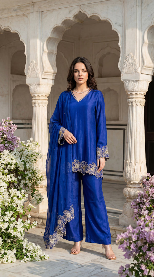 Royal Amethyst Russian Silk Suit Set