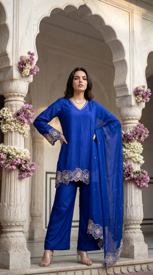 Royal Amethyst Russian Silk Suit Set