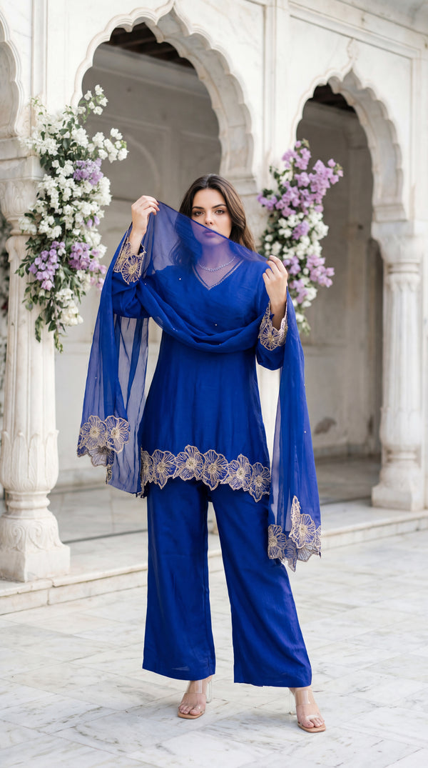 Royal Amethyst Russian Silk Suit Set