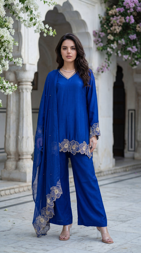 Royal Amethyst Russian Silk Suit Set