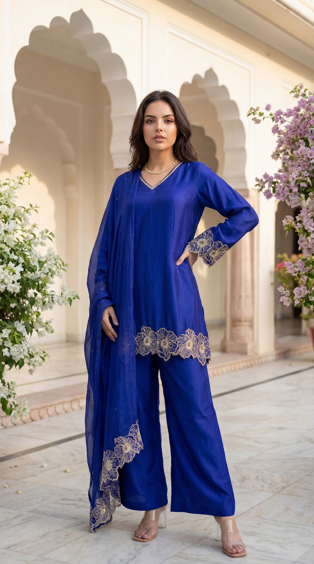 Royal Amethyst Russian Silk Suit Set