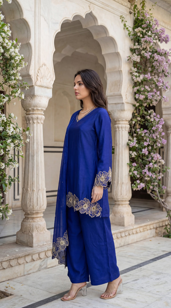 Royal Amethyst Russian Silk Suit Set