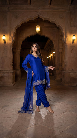 Royal Amethyst Russian Silk Suit Set