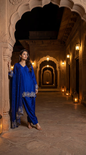 Royal Amethyst Russian Silk Suit Set