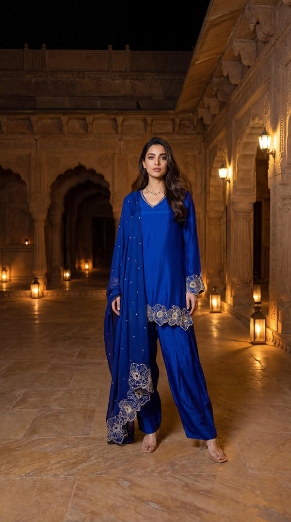 Royal Amethyst Russian Silk Suit Set