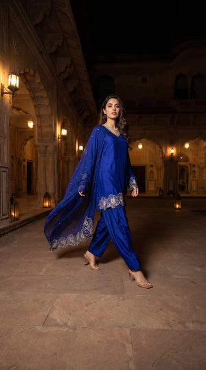 Royal Amethyst Russian Silk Suit Set