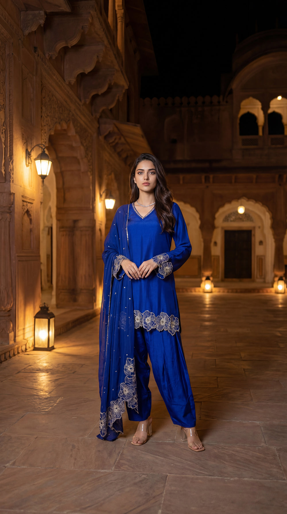 Royal Amethyst Russian Silk Suit Set