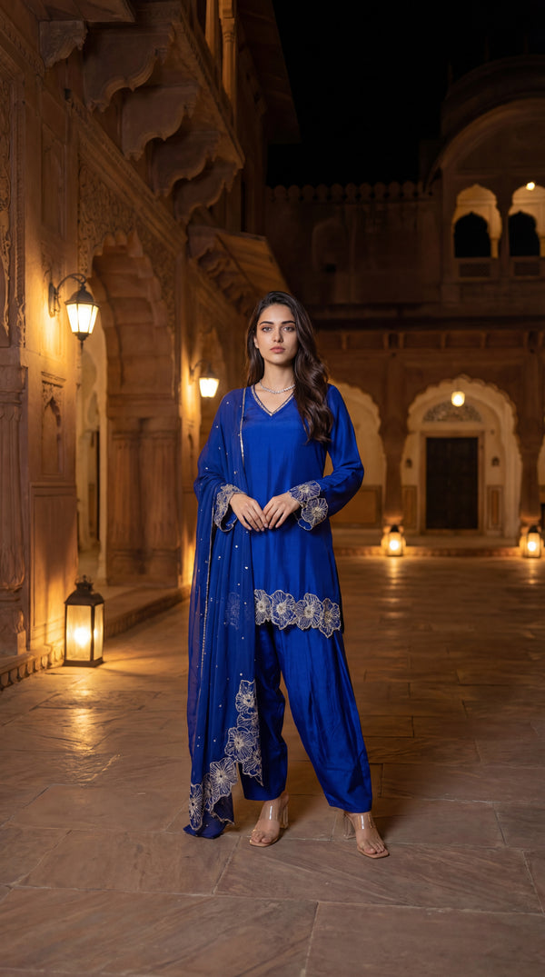 Royal Amethyst Russian Silk Suit Set