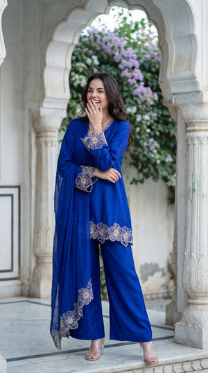 Royal Amethyst Russian Silk Suit Set