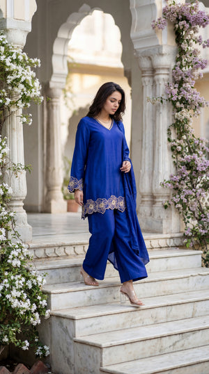 Royal Amethyst Russian Silk Suit Set