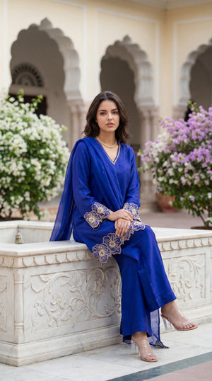 Royal Amethyst Russian Silk Suit Set