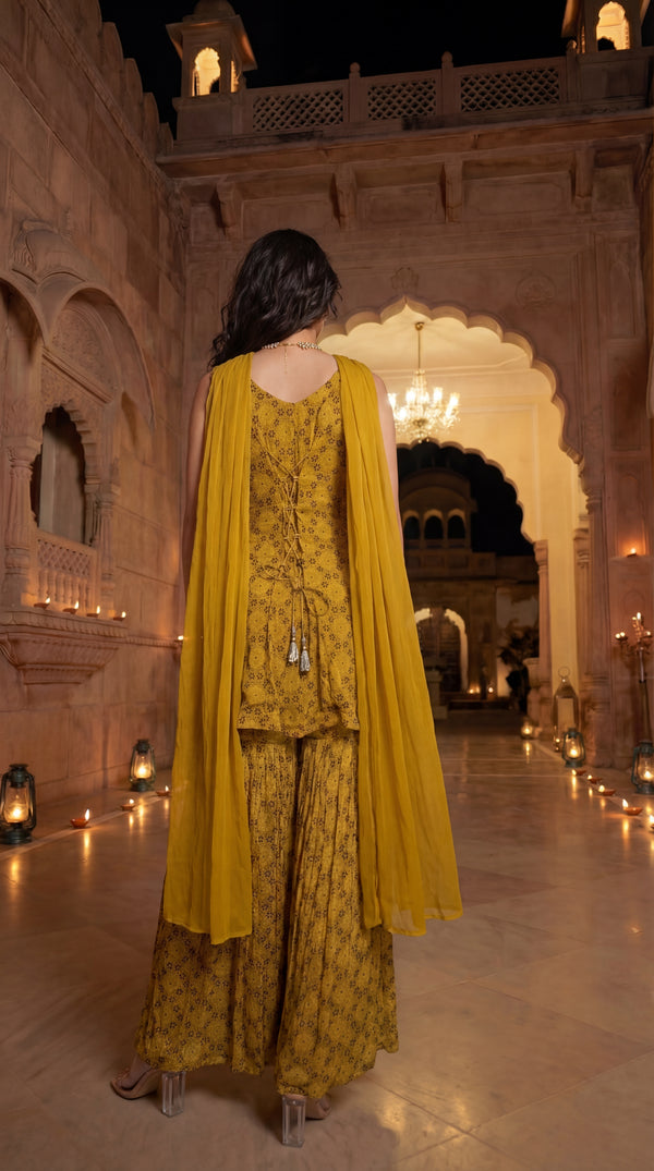 Sunlit Marigold Chinon Suit Set