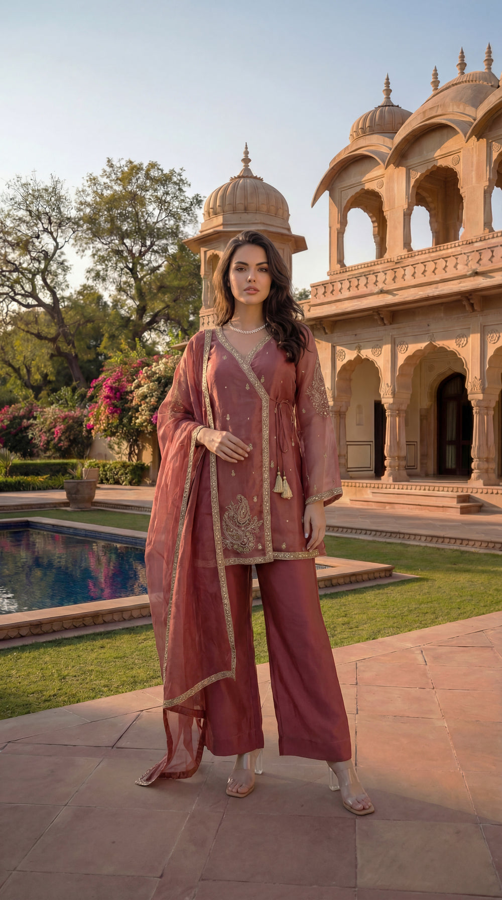 Blush Peach Swiss Tissue Suit Set