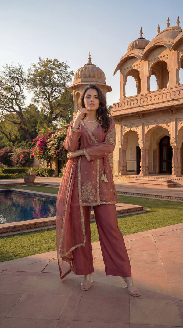 Blush Peach Swiss Tissue Suit Set