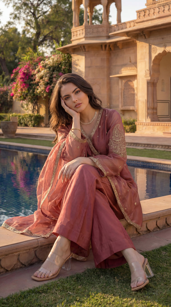 Blush Peach Swiss Tissue Suit Set