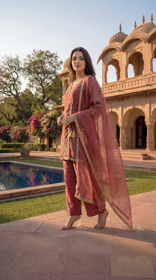 Blush Peach Swiss Tissue Suit Set