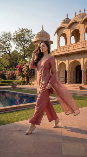 Blush Peach Swiss Tissue Suit Set