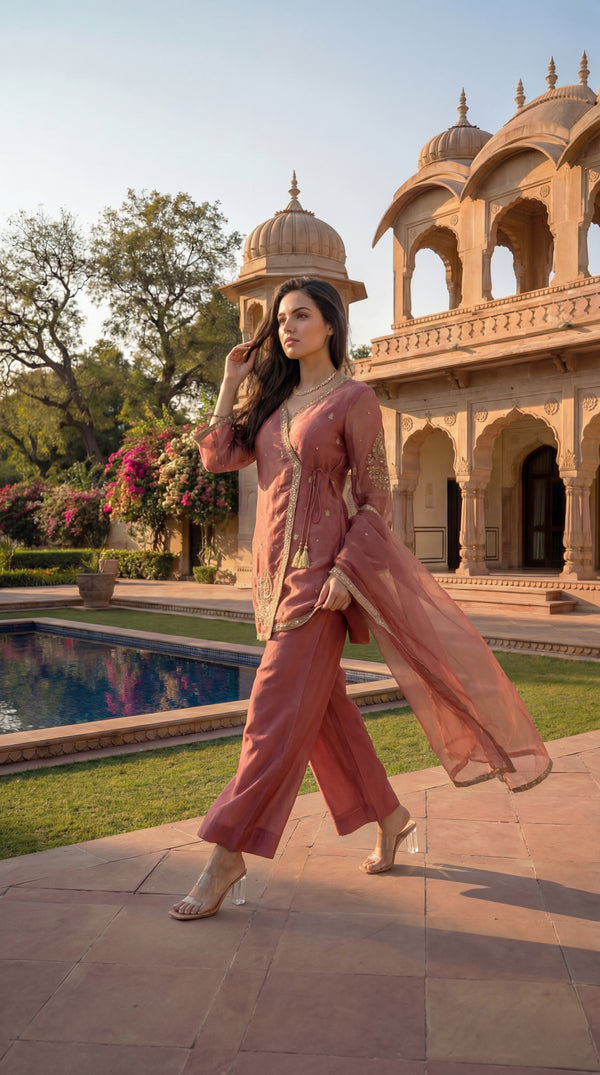 Blush Peach Swiss Tissue Suit Set