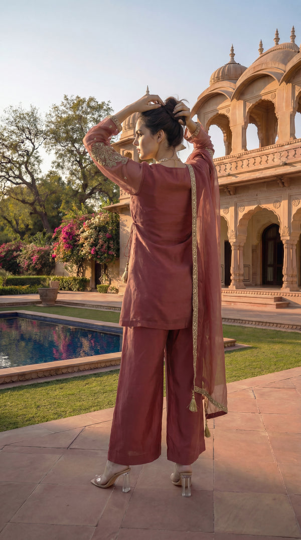 Blush Peach Swiss Tissue Suit Set