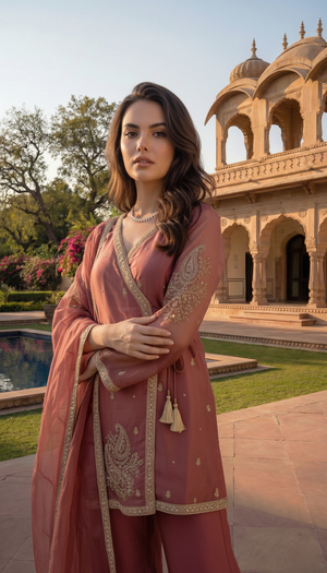 Blush Peach Swiss Tissue Suit Set