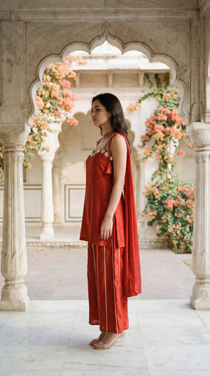 Amber Glow Russian Silk Suit Set