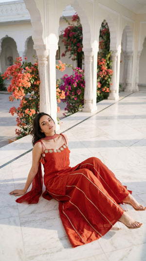 Amber Glow Russian Silk Suit Set