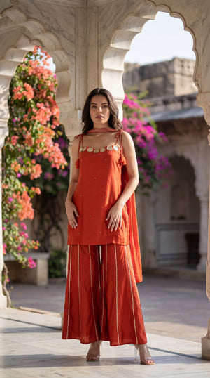 Amber Glow Russian Silk Suit Set