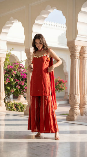 Amber Glow Russian Silk Suit Set