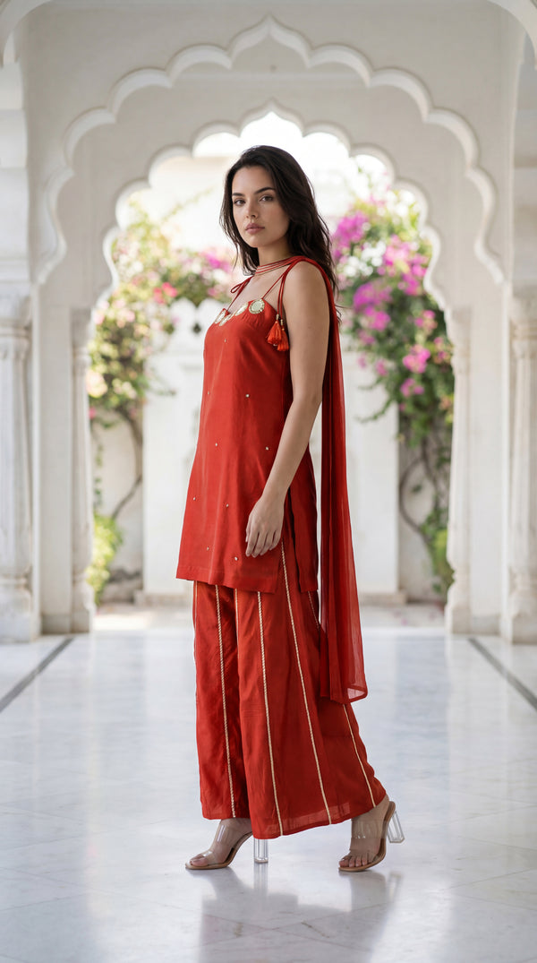 Amber Glow Russian Silk Suit Set