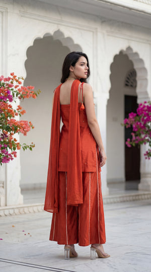 Amber Glow Russian Silk Suit Set