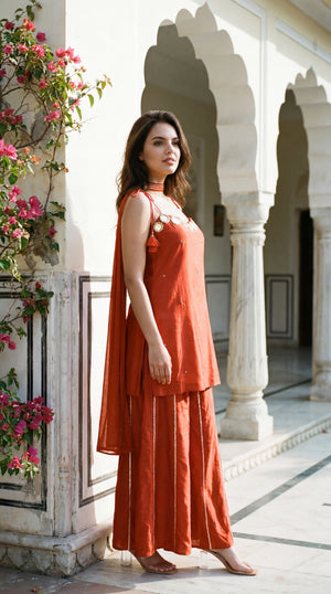Amber Glow Russian Silk Suit Set