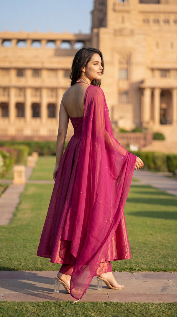 Vintage Blush Anarkali Set