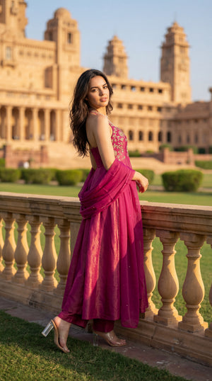 Vintage Blush Anarkali Set