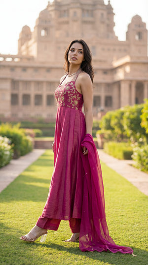 Vintage Blush Anarkali Set