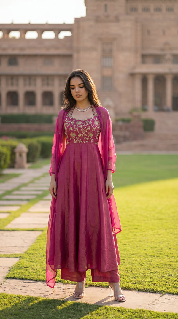 Vintage Blush Anarkali Set