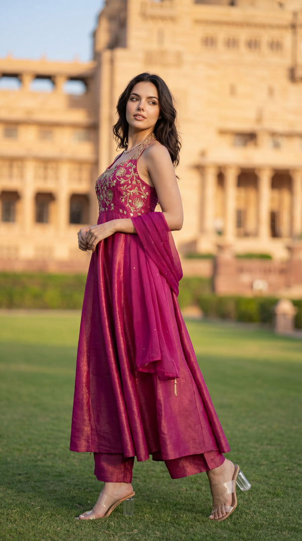 Vintage Blush Anarkali Set