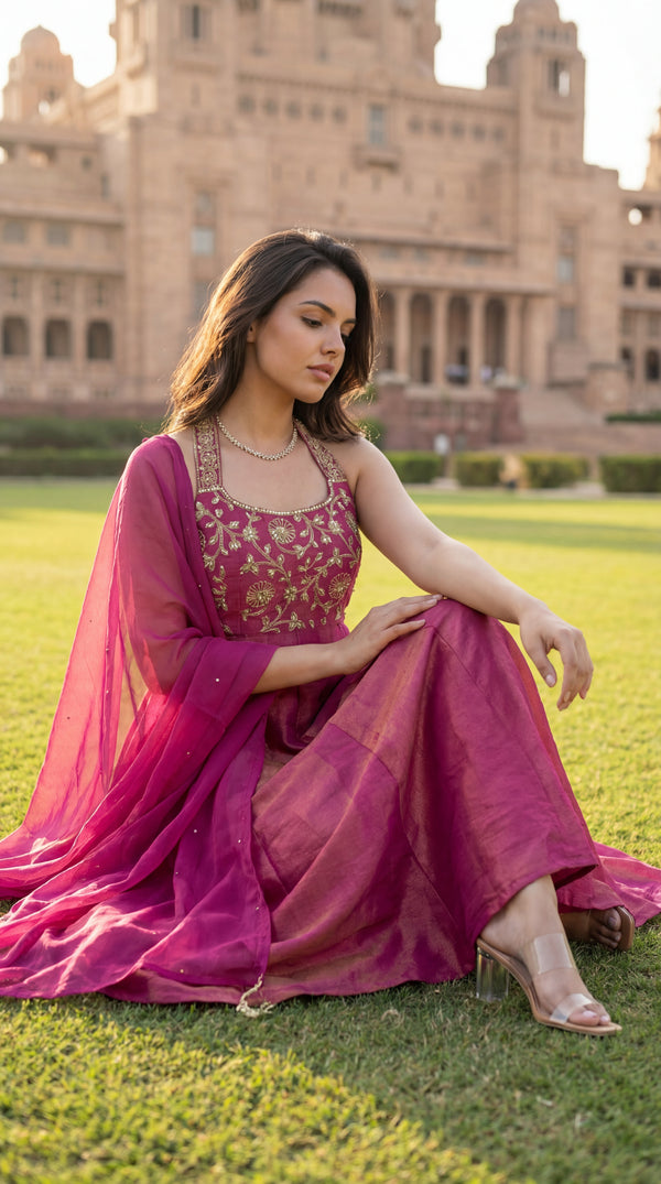 Vintage Blush Anarkali Set