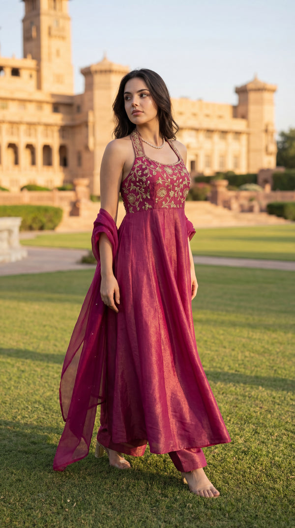 Vintage Blush Anarkali Set