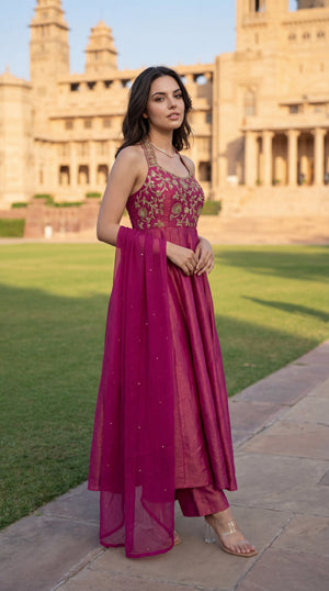 Vintage Blush Anarkali Set