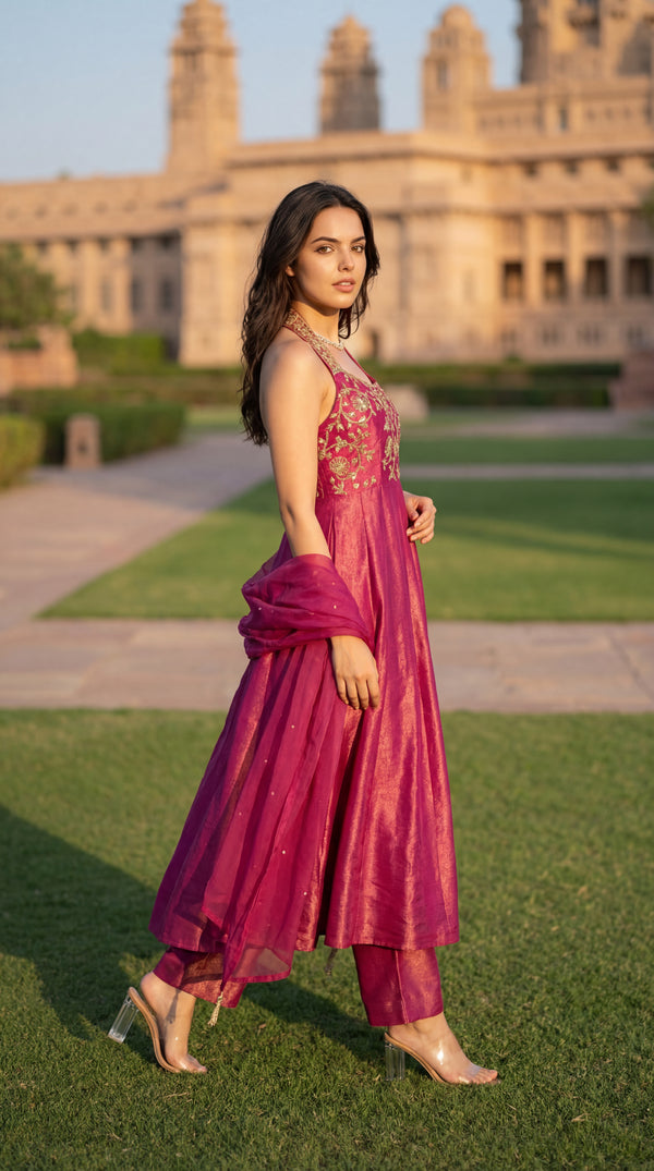 Vintage Blush Anarkali Set