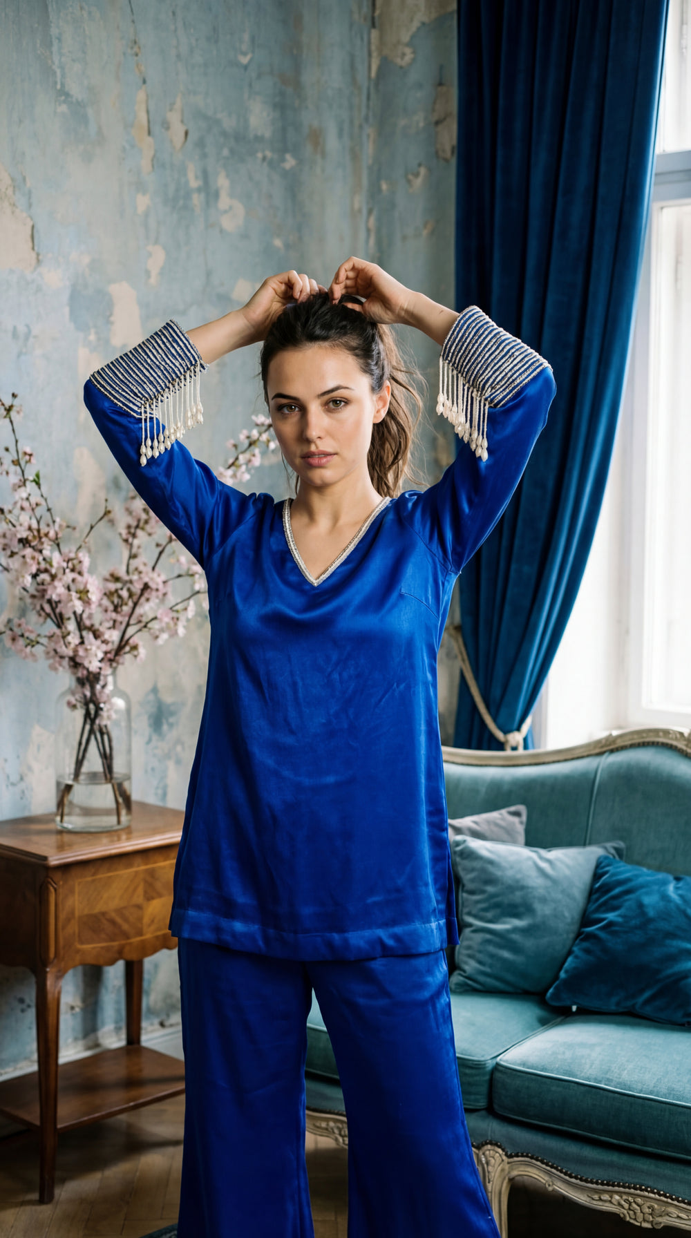 Blue Heirloom Silk Set