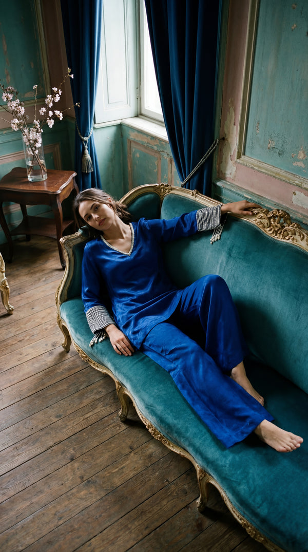 Blue Heirloom Silk Set